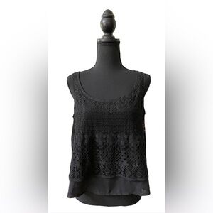 Issi: Black Lace Two Tier Crop Top